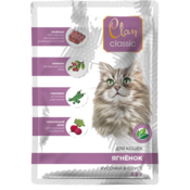 Clan CLASSIC пауч кусочки в соусе для кошек, Мясное ассорти с ягненком с клюквой и горошком, 85г 